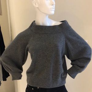 RTA grey balloon sleeve off-shoulder sweater